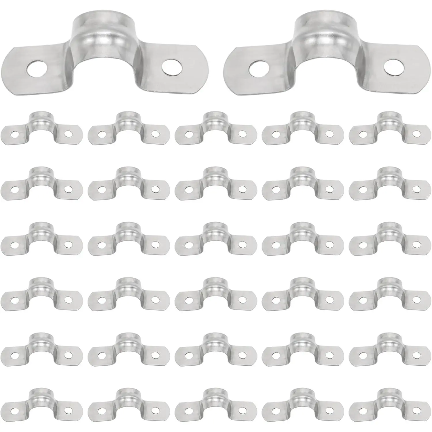 32 count 12mm / 1/2" Stainless Steel U Bracket Pipe Clamps | Conduit Clamps, Rigid Pipe Strap, Two Hole  Strap, Fit for Tube, Wire Cord, Pipe (OD 12mm / 1/2" is not ID 12mm / 1/2")