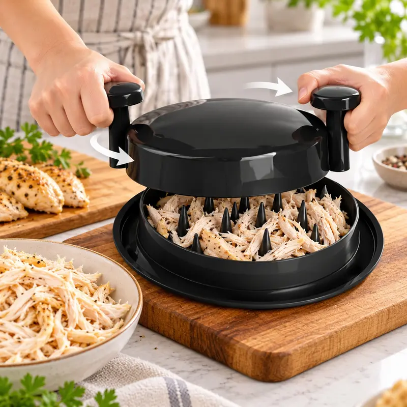Chicken Shredder Tool, Manual Meat Shredder Bowl for Pulled Pork, Chicken, Beef & Turkey, Non-Slip Base Plastic Kitchen Gadget, Durable Kitchen Tool, BPA-Free Food Grade Material