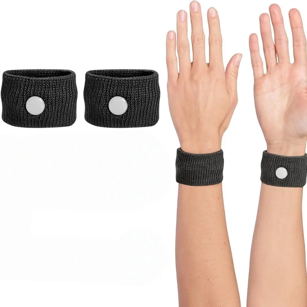 2-Pack Motion Sickness Wristbands, Elastic Acupressure Nausea Relief Bands for Pregnancy Morning Sickness, Car/Plane/Boat Travel Reusable Anti-Vomiting Bracelets Wrist Wraps