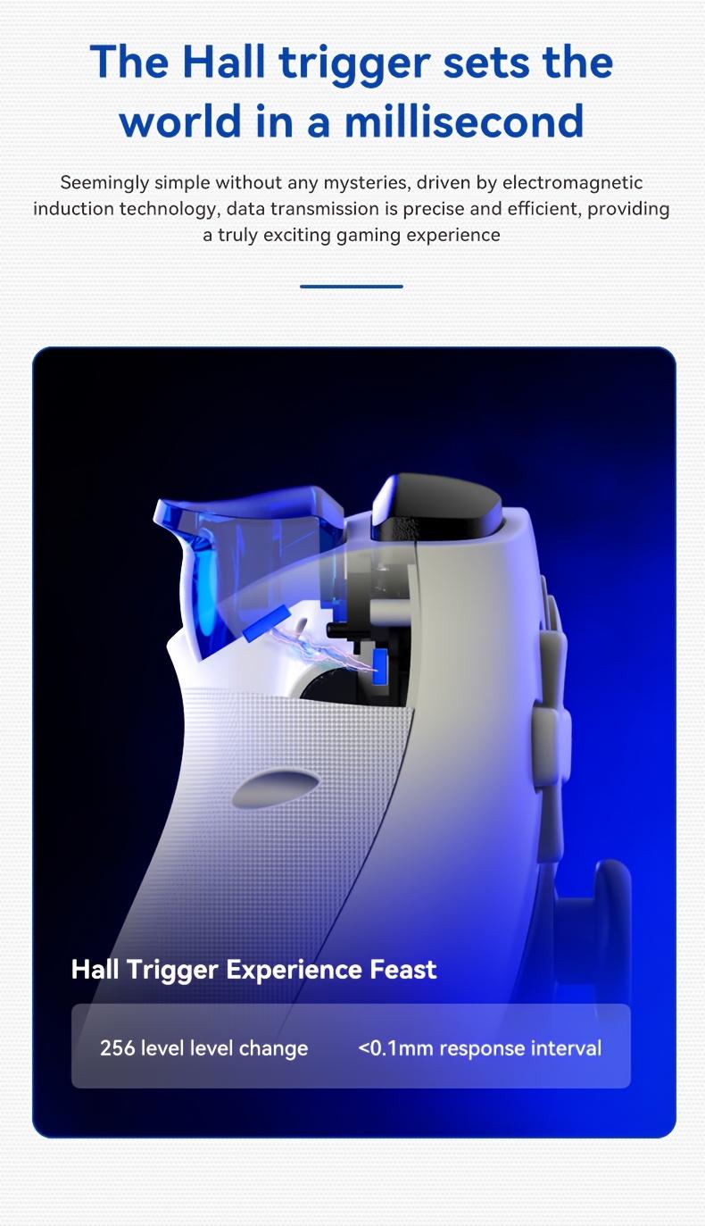 Wireless Game Controller with Hall Effect Joystick and Trigger Buttons - Multi-Platform Controller for PS3/PS4/Switch/iOS/Android/PC - Rechargeable Lithium Polymer Battery, Ergonomic Design, Fashionable Style, Durable Construction, Suitable for Mobile Gam