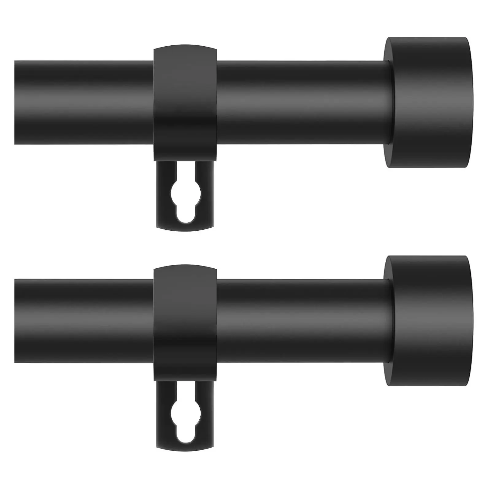 Black Curtain Rods for Windows 28-48 Inch, 2 Pack 5/8 Inch Diameter Heavy Duty Drapery Rod Set with Brackets for Bedroom, Living Room, Kitchen, PatioGift