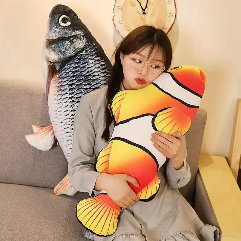 Plush Fish Toy Creative Simulation Crucian Carp Grass Fish Grass Carp Salted Fish Plush Toy Cute Cartoon Cat Plush Pillow Toys