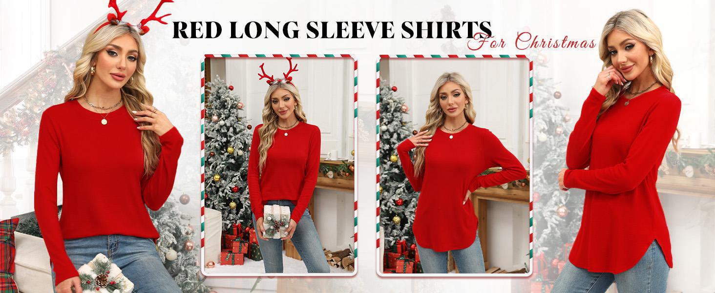 Wiholl Womens Long Sleeve Round Neck Shirts Side Split Basic Loose Tunic Tops Casual 2025 Crewneck Womenswear SpringStatements