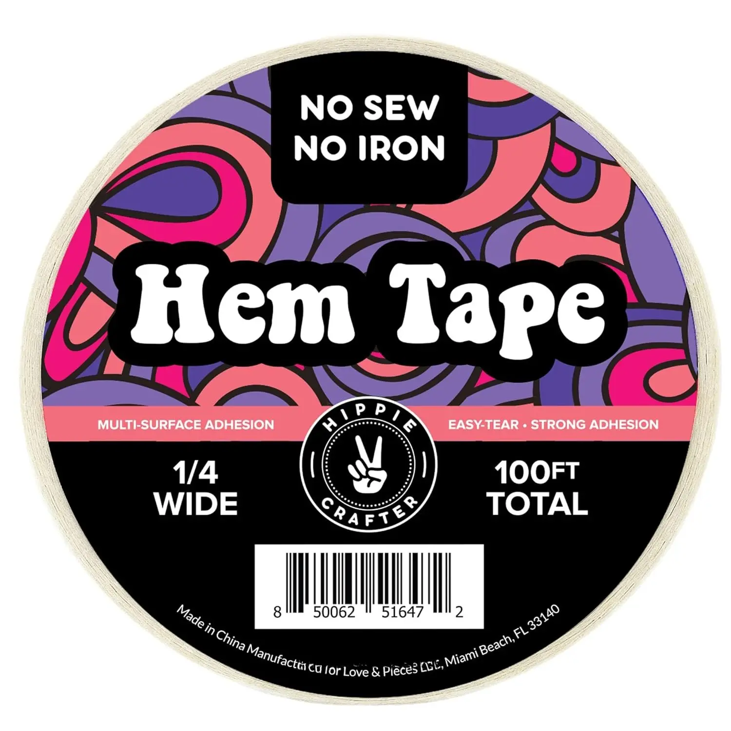 Double Sided Hem Tape No Sew No Iron Sewing Tape for Hemming Curtains Fabric Pants Dress Clothes and  Thin with  Adhesive Removable 1/4 Inch x 100FT