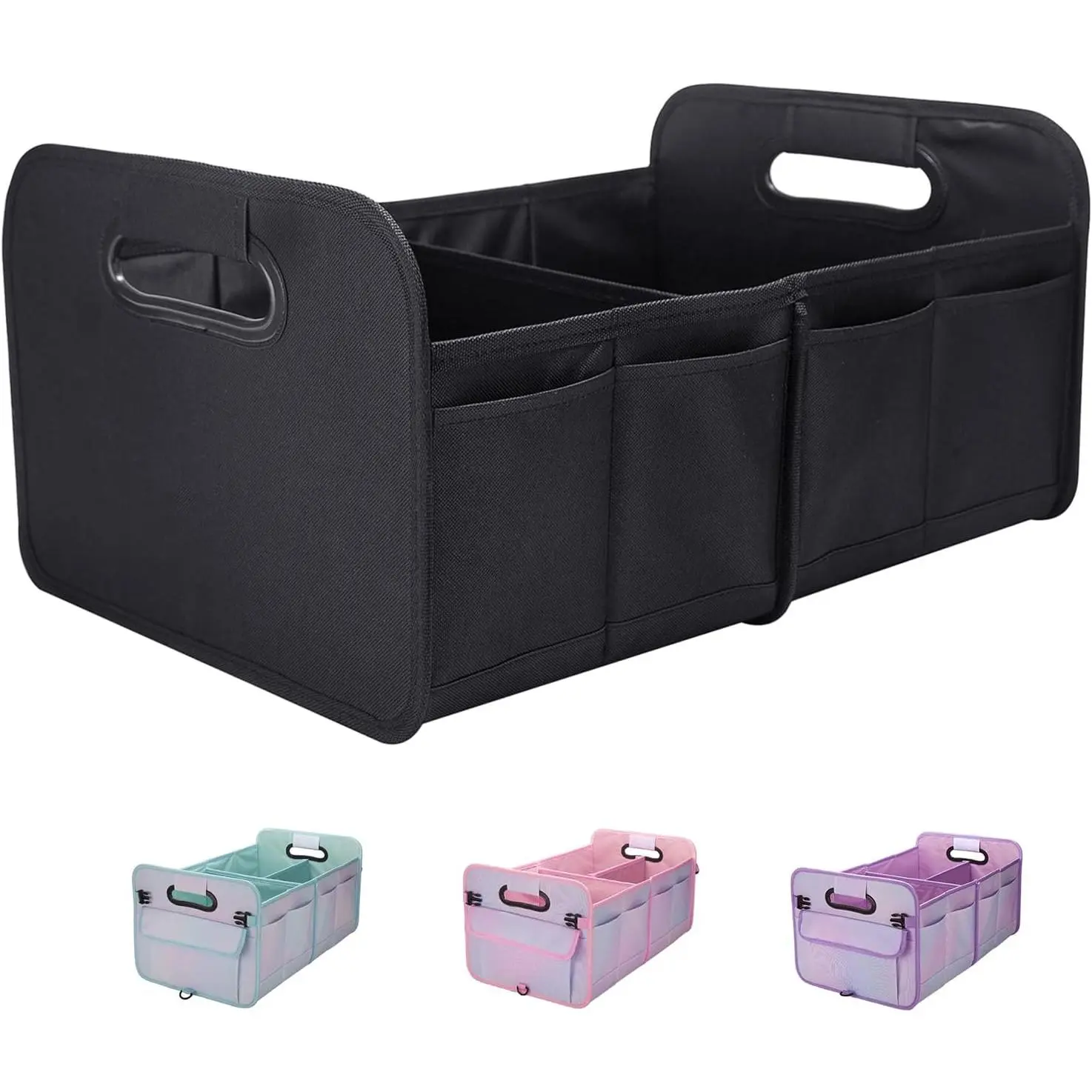 Trunk Organizer For Suv & Sedan, Organizers and Storage,  Collapsible & Adjustable Straps,35L Sturdy  Organization for  Accessories, Tools,Sundries,2 Compartment(Black)
