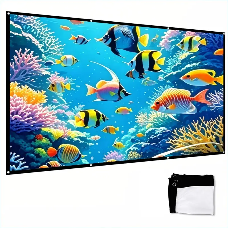 Lightweight projection screen, 60/72/84/100/120/150 inches suitable for home theater projection, camping and entertainment, office work, simple wall mounted projection soft screen