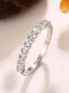 1 PC Simple Cubic Zirconia Fashion Promise Round CZ Ring For Women For Valentine's Day Gift Wedding Anniversary Party Jewelry