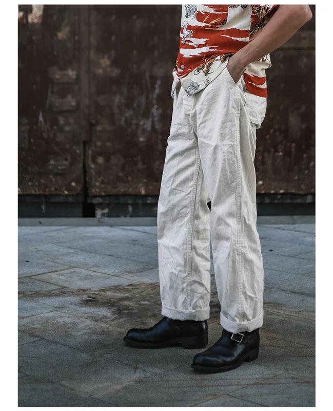 Kyn Apparel  Retro Naval Deck Trousers Vintage Inspired Herringbone Twill Work Pants