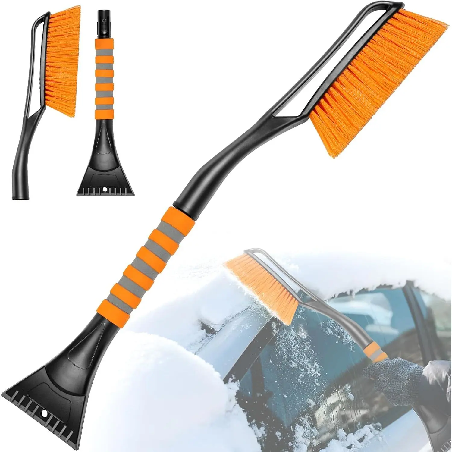 25 in Snow Brush and Ice Scraper for Windshield - 2-in-1 Detachable Design with EVA Grip, Extra Long for Cars, SUVs, Car Surfaces - Essential for Drivers