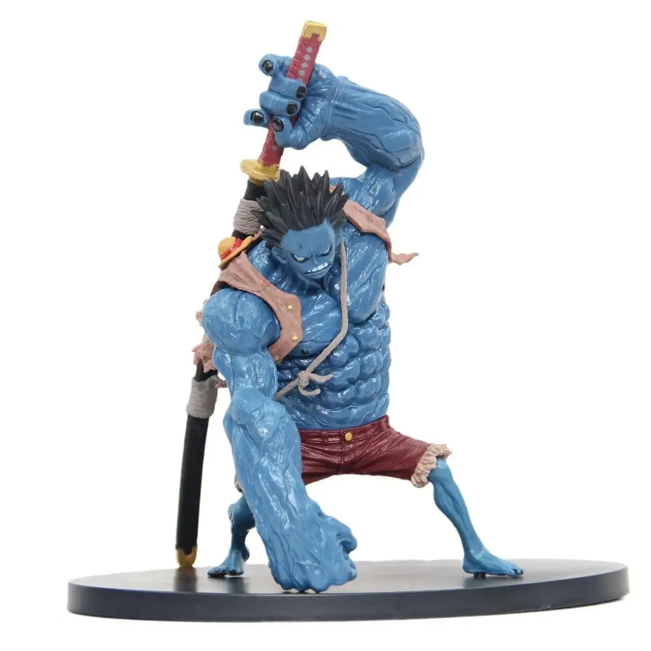 18cm Nightmare Luffy Figure, Horror Three-Masted Ship Blue Dream Luffy Knife Battle Anime Model, Desktop Car Ornament Gift Collection