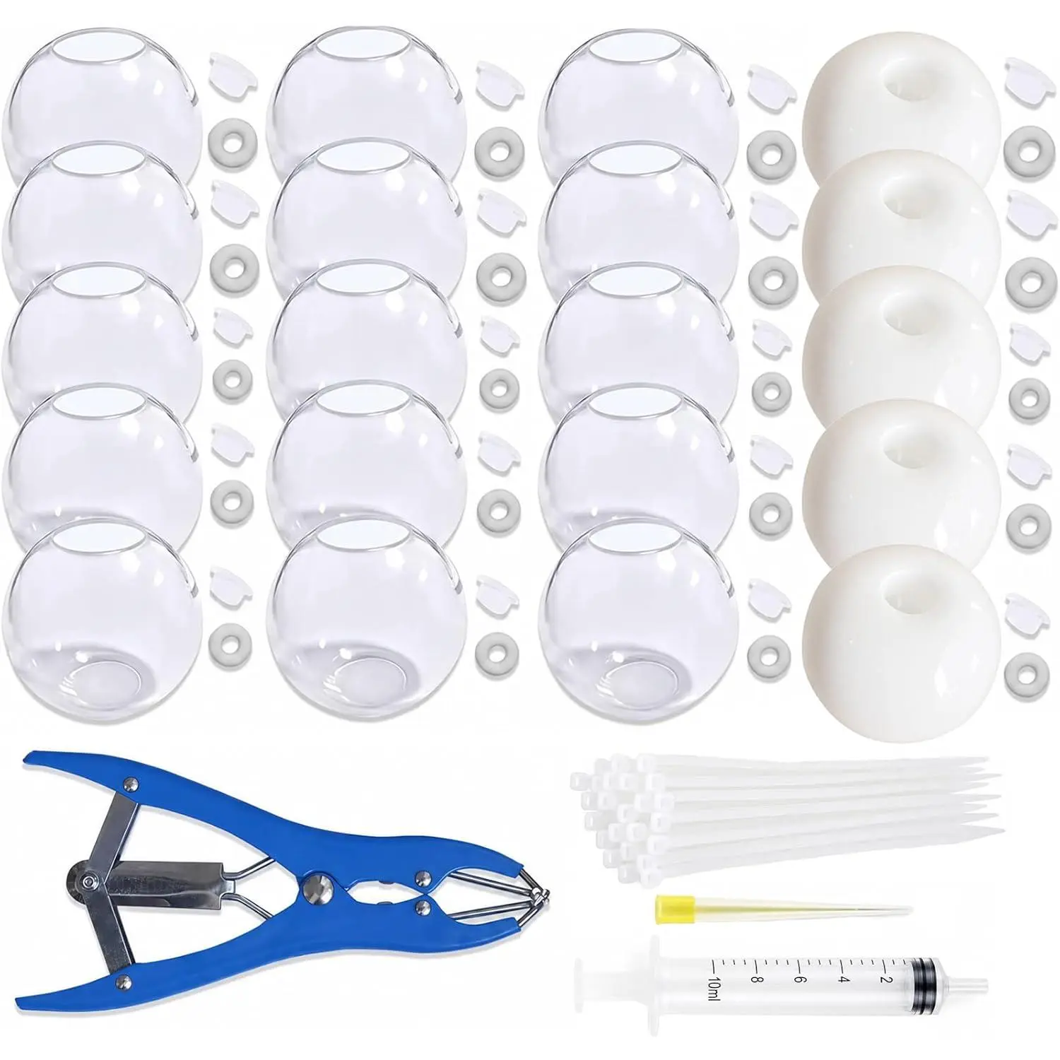 20pcs DIY Stress Ball Kit – 15 Transparent and 5 White Blank Skins with Air Pump & Expander Tool, Make Your Own Fidget Pressure Balls for Adults