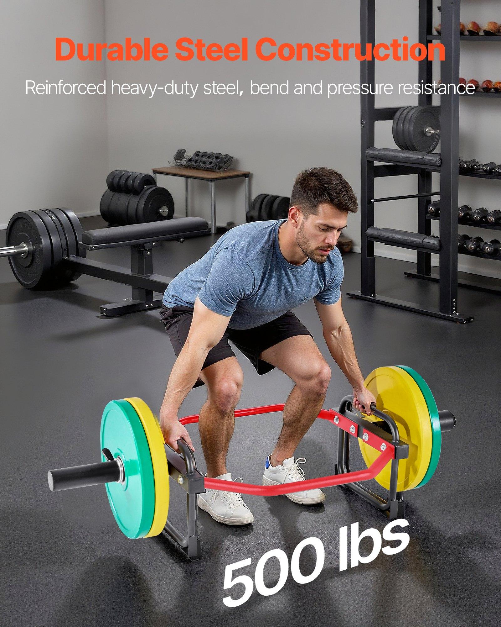VEVOR Detachable Trap Hex Bar, 2-Inch Barbells, 500 LBS Capacity Easy-to-Install Strength Training Equipment for Squats, Deadlifts, Shoulders Comfortable Training Home Gym