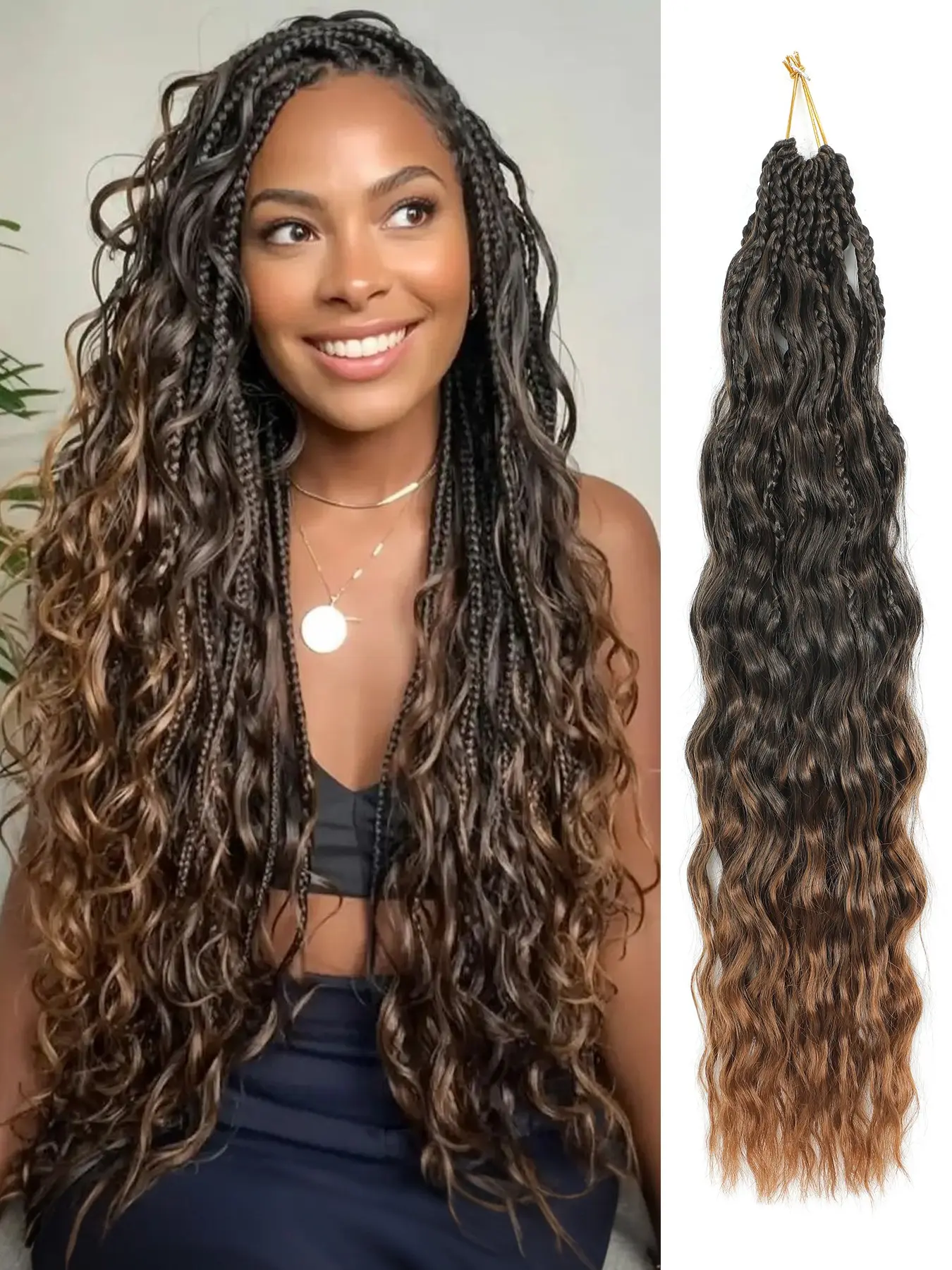1pack Boho Bora Bora Crochet Braids Synthetic Braids Pure Protein Fiber 18inch  Goddess Box Braids with Soft Curly End Bohemian Crochet Hair for Black Women