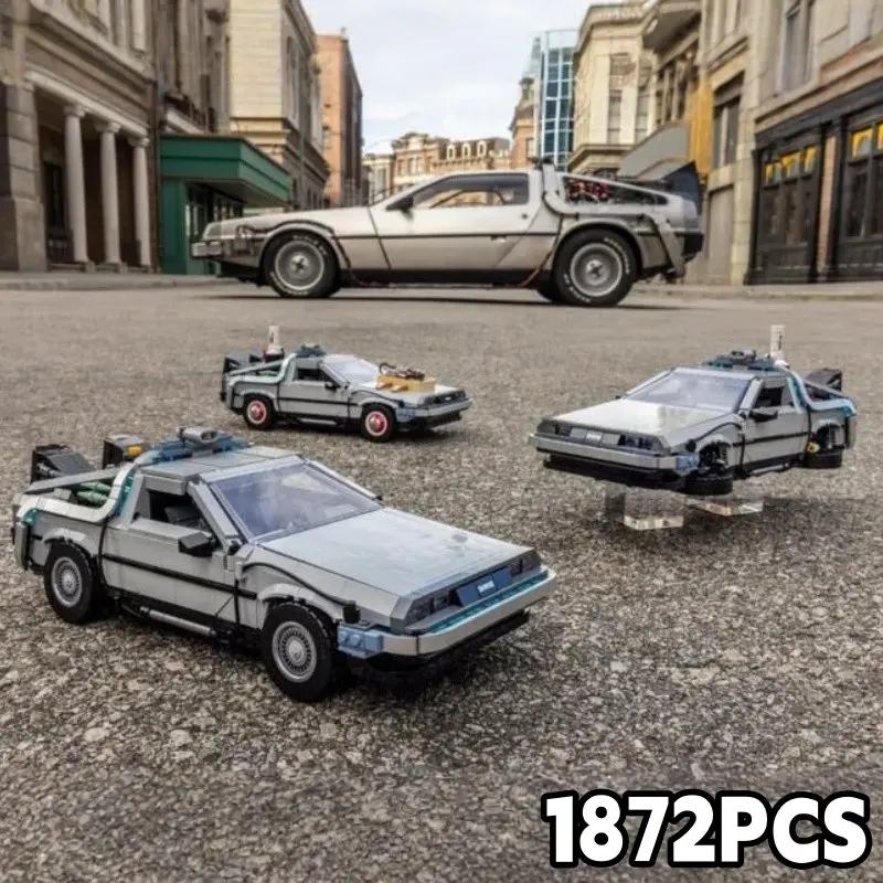 1872PCS/PZS new movie Back to the Future: DeLorean DMC-12 time machine model kit compatible with 10300 children's DIY assembly craft STEAM toys tabletop ornaments Building Blocks, Building Block Set, Christmas birthday gift