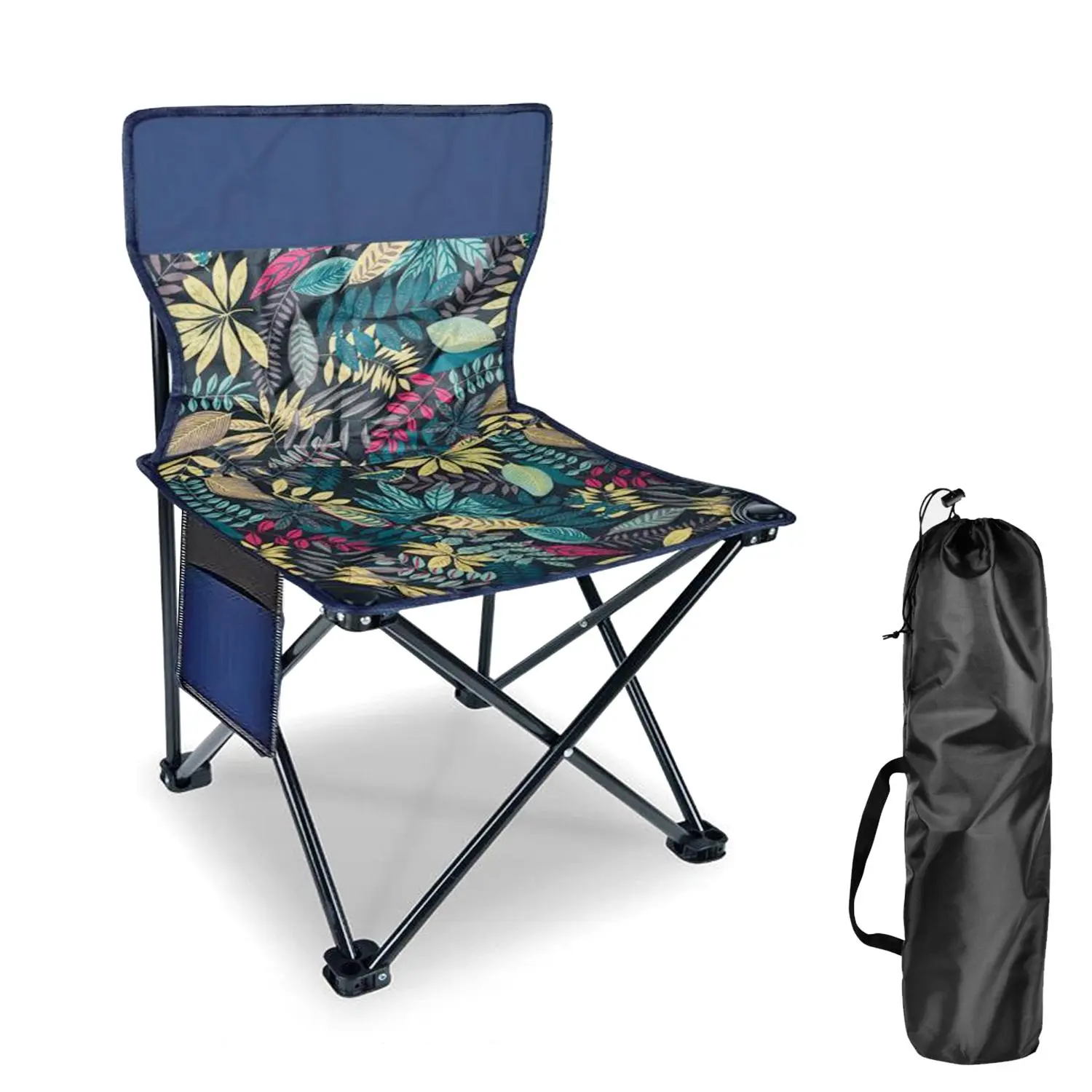 Ultra-light portable outdoor chair, foldable with side pockets, perfect for BBQ parties, travel, fishing, camping, and beach outings stool