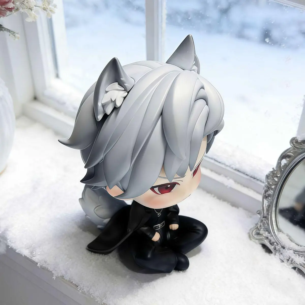 NEW Anime Love and Deepspace Sylus PVC Figure Model Q Version Figurine Sitting Posture Model Desk Display Exhibit Birthday Gift