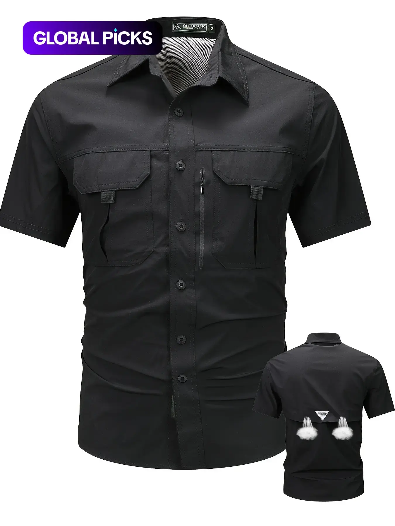 Men's Summer Short Sleeve Shirt, Quick-Dry Tactical Shirt, Outdoor Workwear, Multi-Pocket Collared Shirt, Military Stretch Shirt, Breathable Top, Button Lapel Shirt #GLOBAL PICKS
