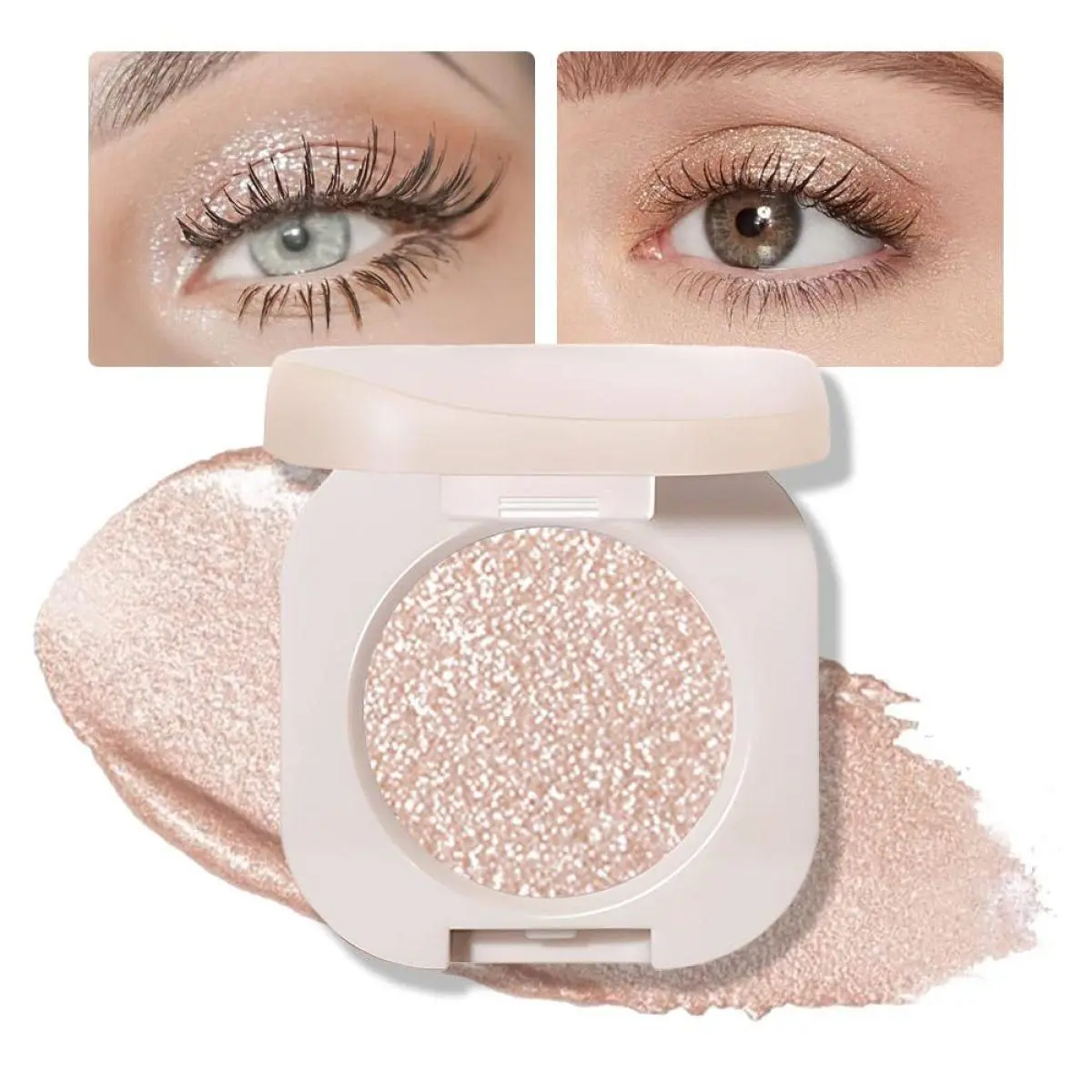 Single Eyeshadow in Pearl White Silver, Long-Lasting Holographic Pressed Powder with a Crease-Proof Finish, Cruelty Free Makeup for All Skin Types, Cosmetic