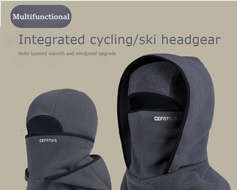 Outdoor Winter Thermal Fleece Hat, Windproof Neckband Cycling Mask, One-Piece Ski Head Cover for Cold Weather, Ideal for Skiing, Cycling & Outdoor Activities