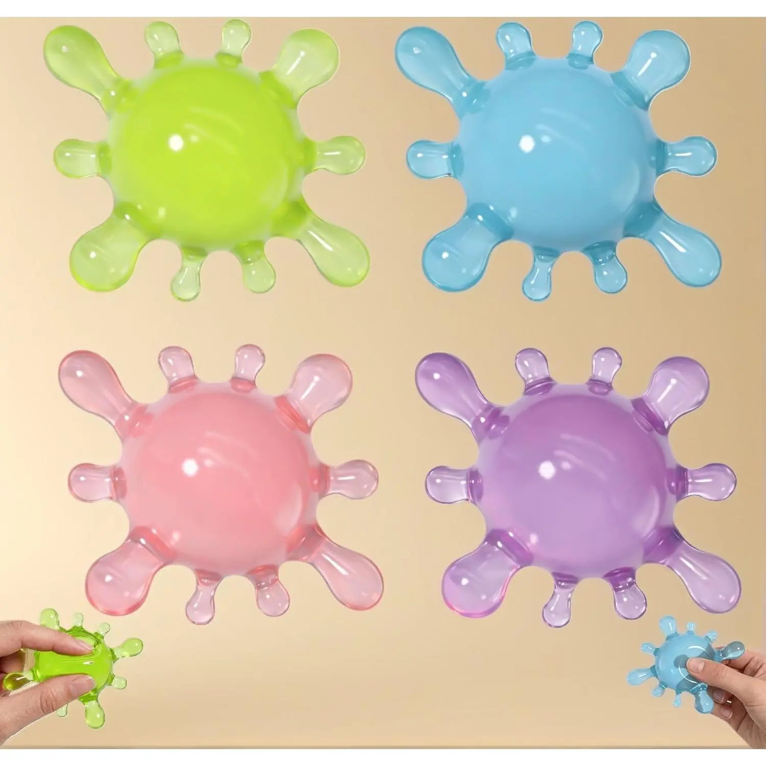 4PCS Unisex Squishy Stress Splat Toys - Fidget Balls, Sensory Squishies for Anxiety & ADHD Relief, Kids Stress Relief Tools, Office Mental Health Gifts