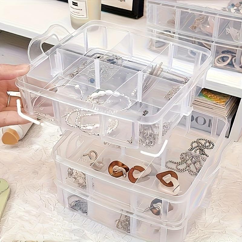3 Tier Stackable Multi-Purpose Organizer with Compartments - Versatile and durable organizer for kitchen, bathroom, bedroom, jewelry and crafts - Multi-colored snap closure design, jewelry box, 4 people use it together, Jewelry Storage Box