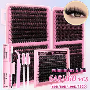 60D/80D/100D Individual Lashes 648PCS Bundle with Gentle Lash Glue & Tweezers – Natural Fluffy Look, Easy Application for Beginners, 10-18mm Mixed Sizes, Perfect for Daily/Party/Occasion, Eyelash Extensions!