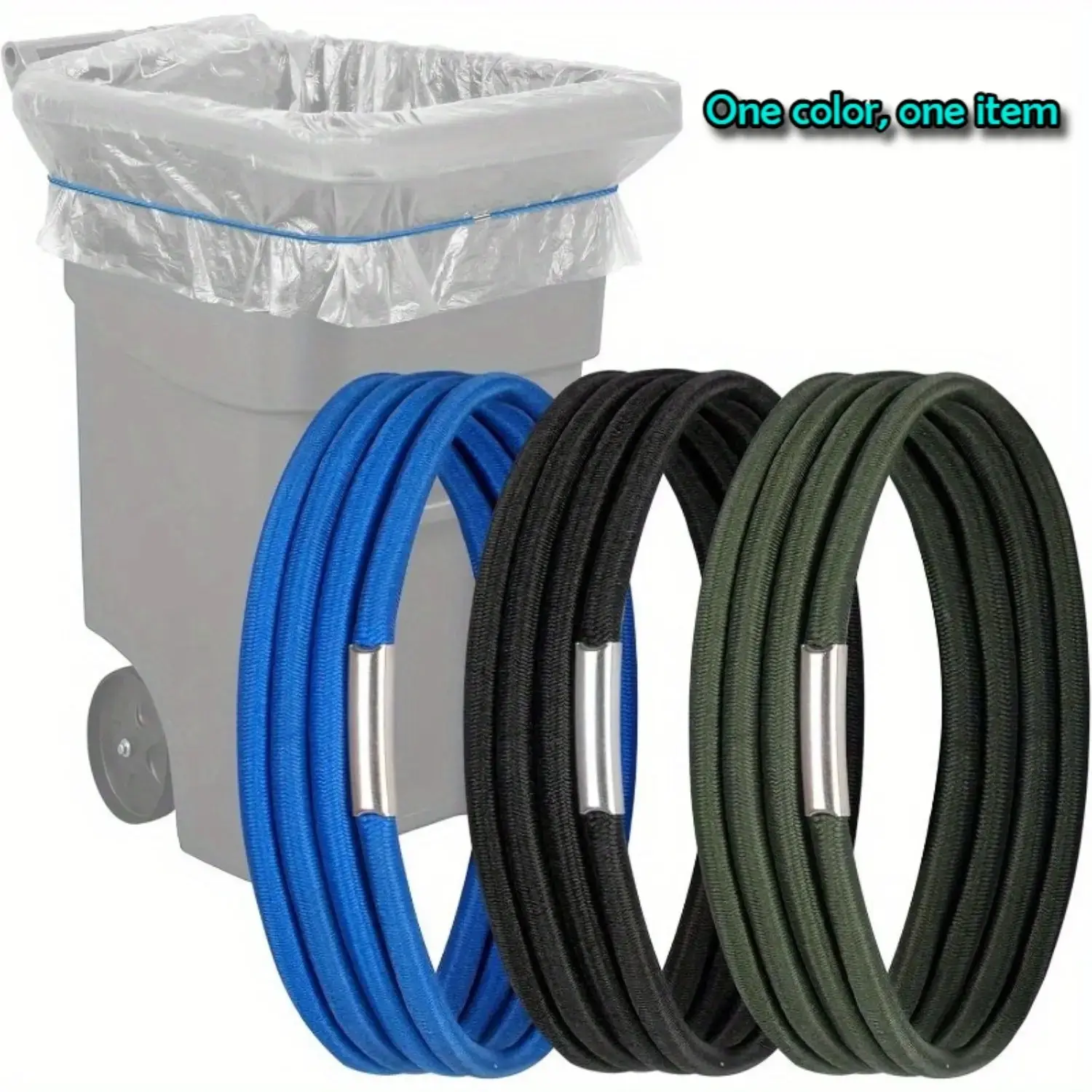 🗑️ Trash Can Lid Strap 3-Pack Elastic Garbage Bag Fixing Bands ｜ Adjustable Bin Holder Bands for 13-96 Gallon Cans ｜ Indoor Outdoor Home Office School Use Material