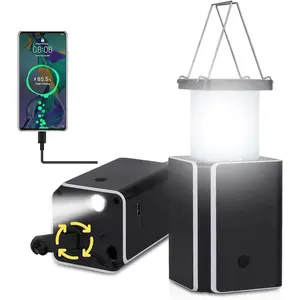 Solar LED Rechargeable  Camping Lantern,White Solar Rechargeable,Rechargeable Type C, Lights Hand-Crank Power Generation,Phone Power  Function,flashlights