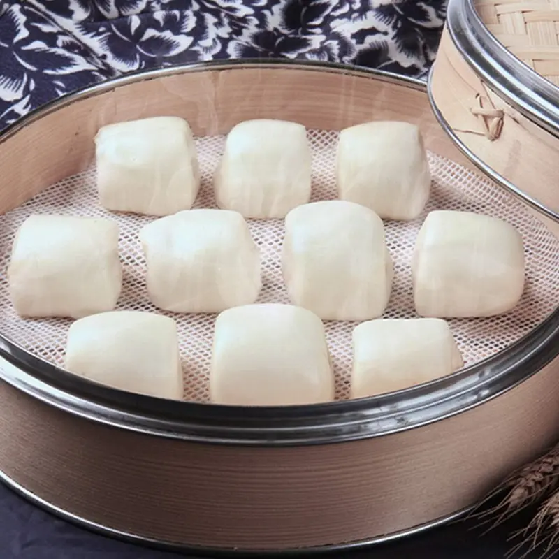 Bamboo steamer liner - A reusable steamer net pad, suitable for steaming buns, dumplings, vegetables, pastries, meat patties, rice and fish -