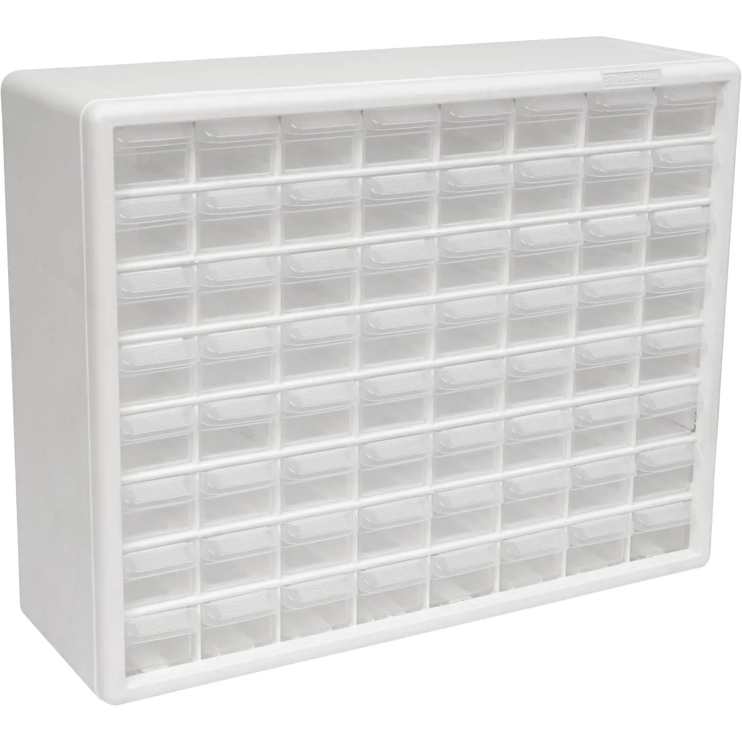 64-Drawer Plastic Drawer Storage Cabinet for Garage Organization, Bead Organizer, Building Bricks Storage, Teacher Toolbox, Makeup Organizer, 20" W x 6" D x 16" H, 10164 White