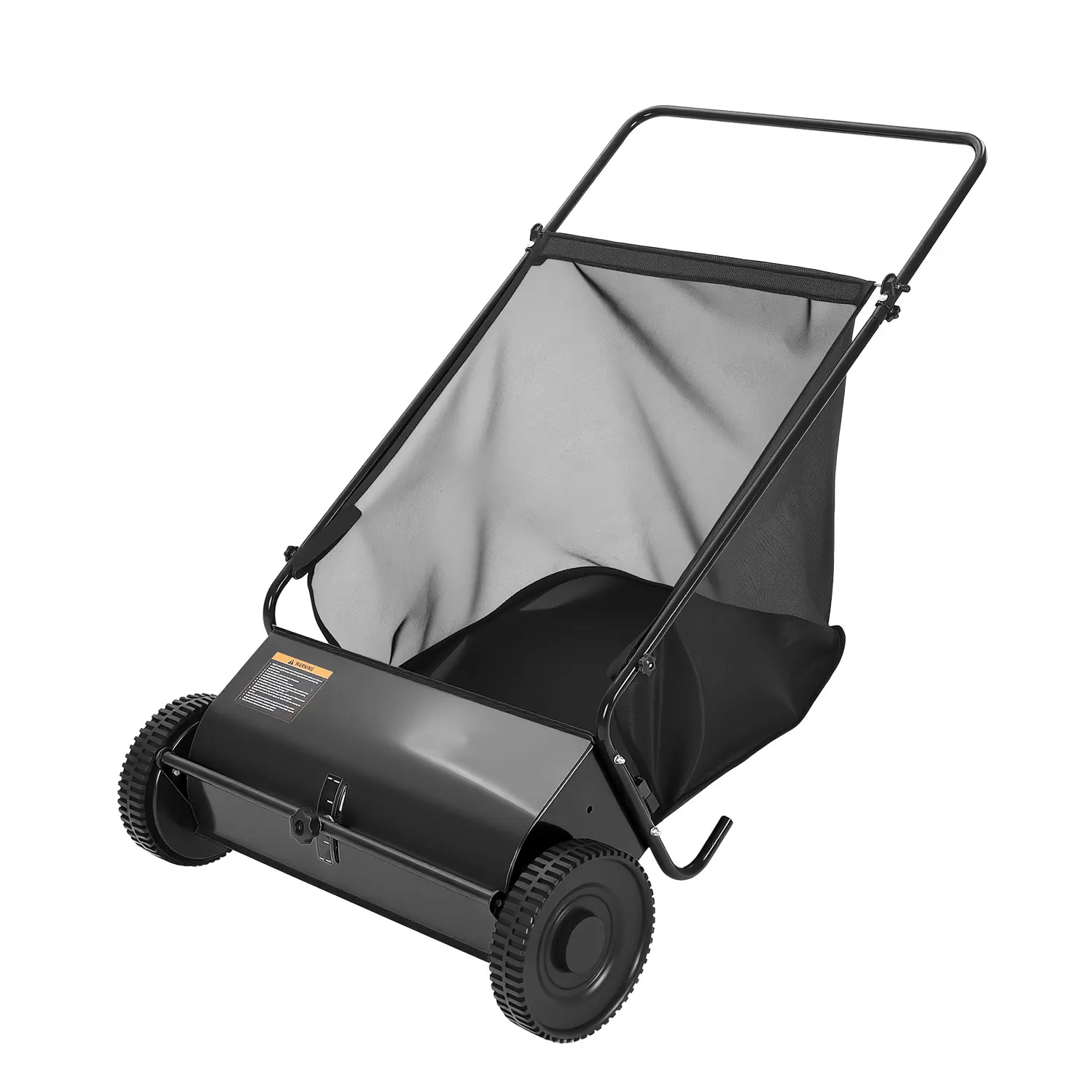 26-Inch Walk-Behind Push Lawn Sweeper, Garden Cleaning Tool with 7 Cu.ft Leaf & Grass Collector, 4 High-Speed Spinning Brushes, Adjustable Height Durable Steel Frame