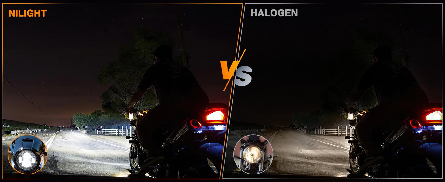 Nilight Motorcycle 7Inch DRL LED Headlights 4.5Inch Fog Lights Chrome Kits