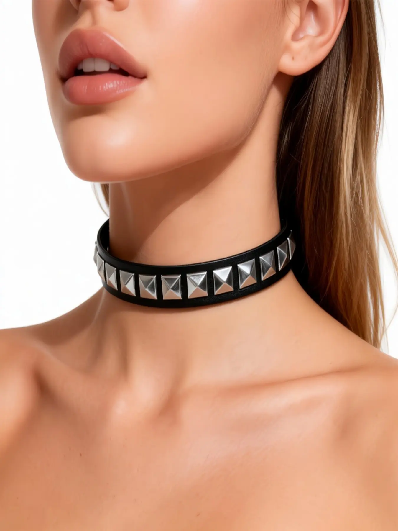 Slim Black Leather Bracelet with Silver Pyramid Studs, Adjustable Snap Button Punk Gothic Thin Wristband, Unisex Rock Style Jewelry for Daily Wear, Concert, Street Fashion & Party Outfits