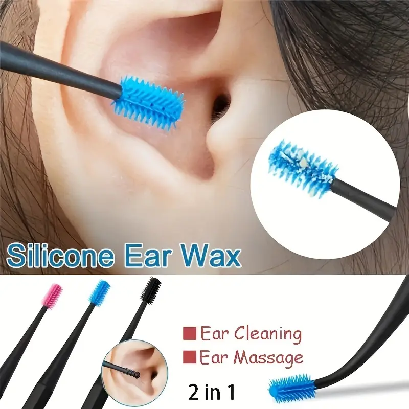 Silicone Double-Ended Earpick, Easy Grip, Ear Cleaning and Massaging Tool, Soft Silicone Brush Head for Effective Earwax Removal and Soothing Canal Massage
