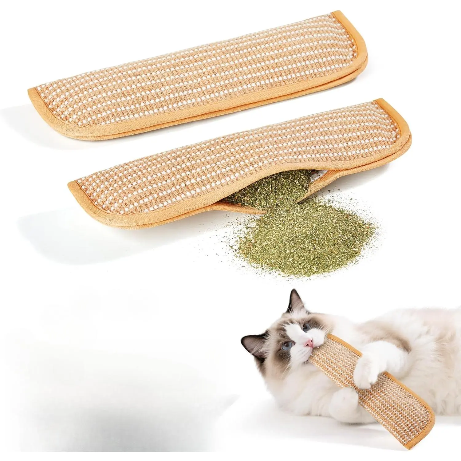 Sisal Catnip Pillow Toy Kickers, 2 Pack Interactive Catnip Toys Herbal Blend for Indoor Scratching, Chewing & Teething, Fun for Kittens and Adult Cats