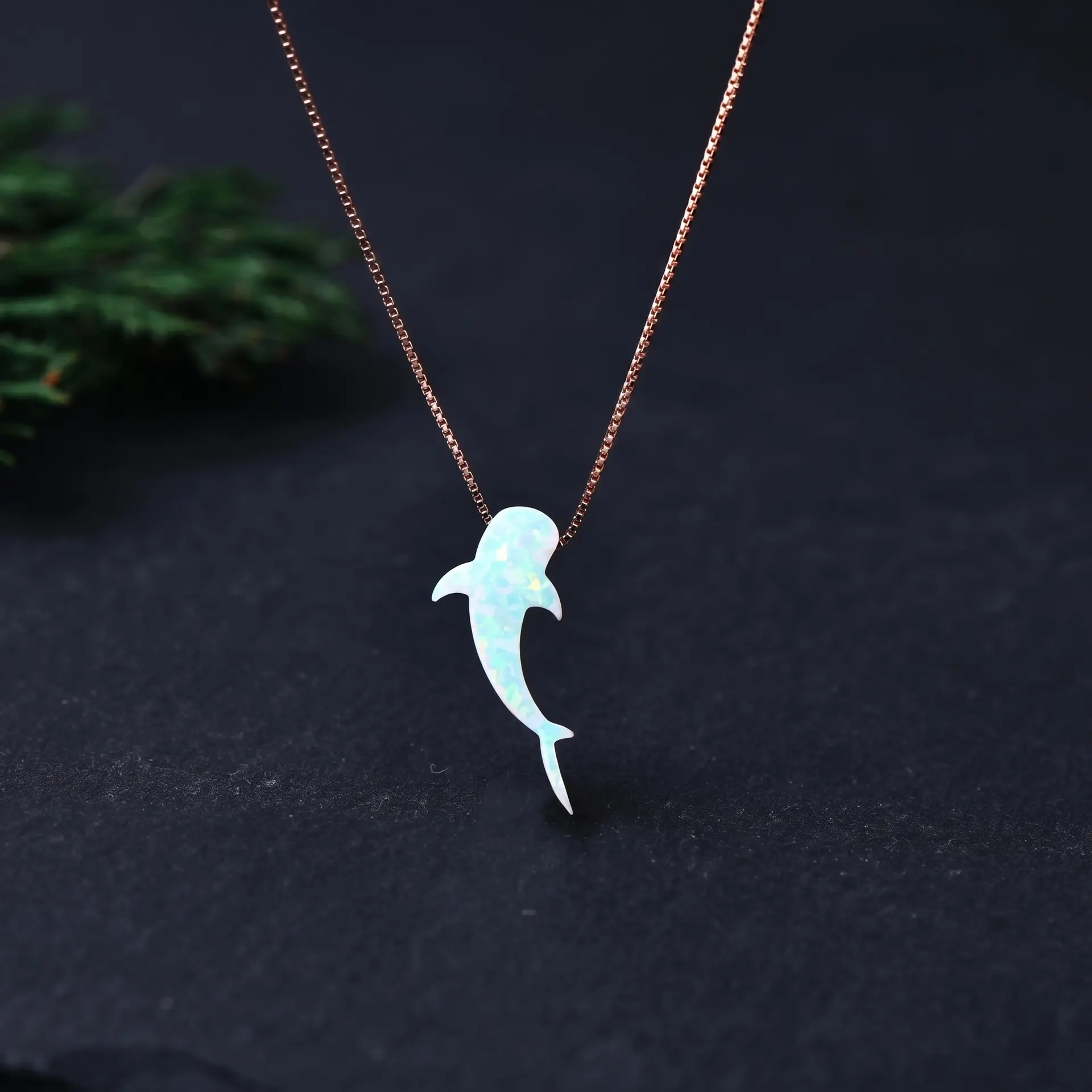 Women's Opal Whale Pendant Necklace - Dainty Ocean Animal Choker, Minimalist Mermaid Core Ins Style Jewelry, Stainless Steel Chain Layering Necklace Gift for Anniversary Daily Wear birthday