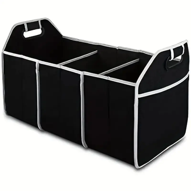 Car Trunk Organizer, Foldable Compact Car Trunk Storage Bag with 3 Compartments, Portable Car Interior Accessory for SUV, Truck, Van and Sedan