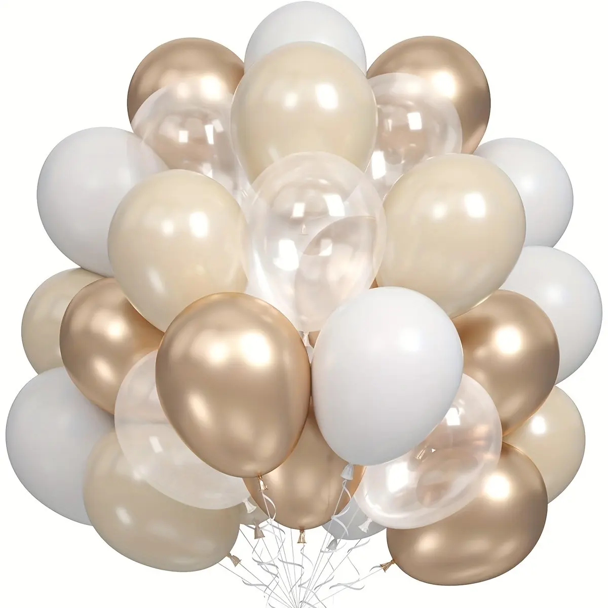 60pcs Bare Gold Balloons, Metal Champagne Gold Cream Transparent Balloons, Party Balloons Decorations, Perfect for Birthday, Wedding, Anniversary, Engagement Decorations