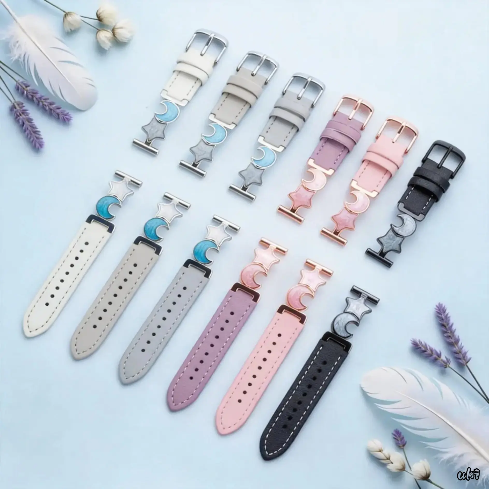 Moon & Star Spliced Leather Watch Band For Women, Elegant Wrist Strap Compatible Apple Watch Series 9 10 11, Versatile Accessory For Daily Casual & Dating, Band Only