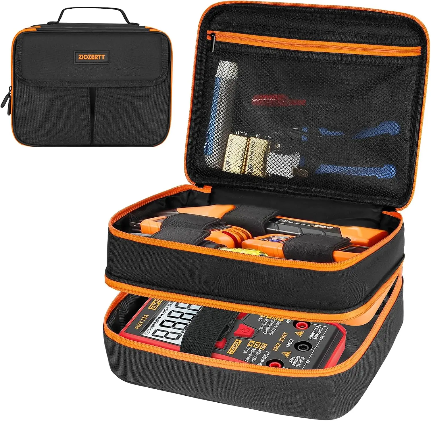 ZIOZERTT Carrying Case Compatible with Klein Tools ET310 AC Circuit Breaker Finder GFCI Outlet and Electrical Test Kit Circuit kit Tools Bag Fits for Digital Multimeter Clamp Meter and klein Electrician Tools Tool Bags Toolbag