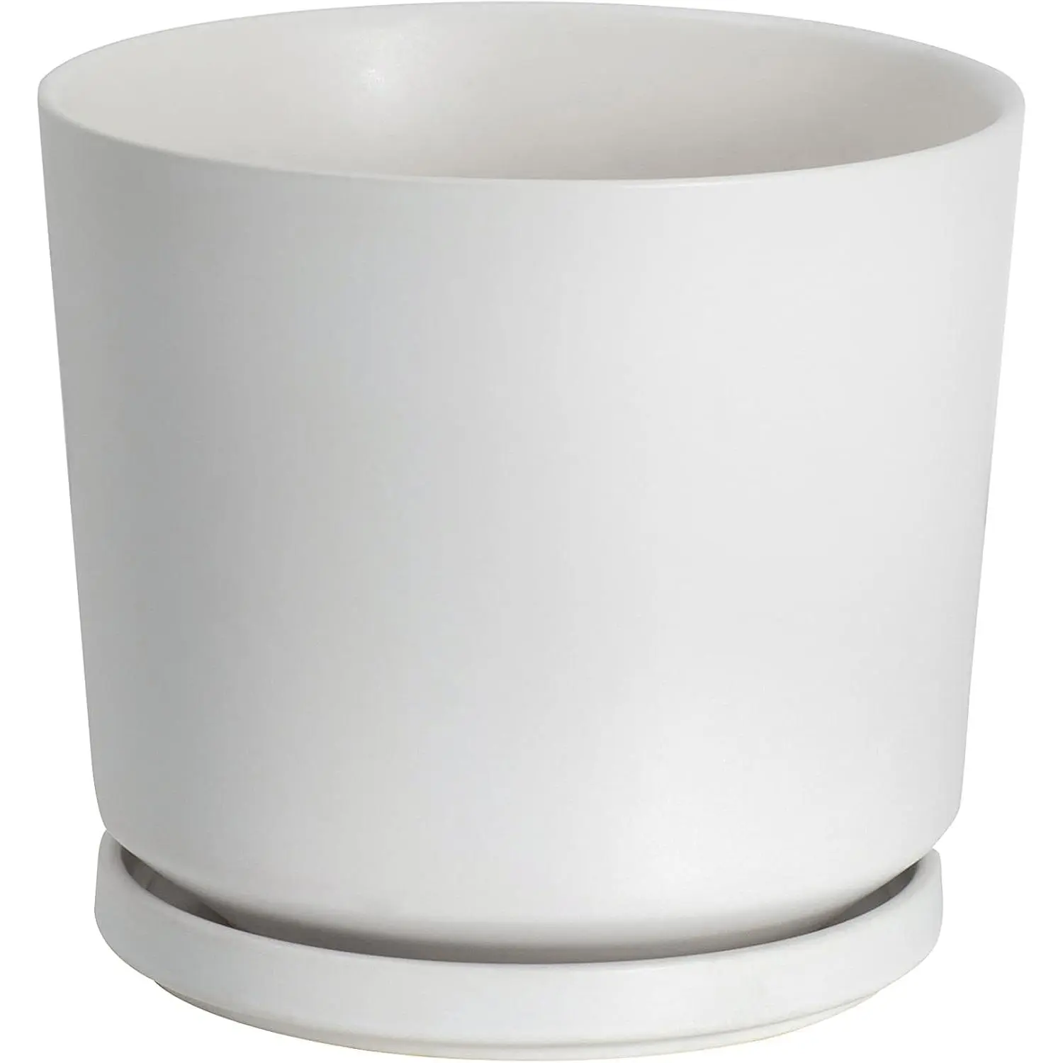 7 inch Plant Pots,Ceramic Flower Planters Indoor,Modern Succulents Containers with Drain Hole Saucer,Decorate Home,Office & Outdoor (White)