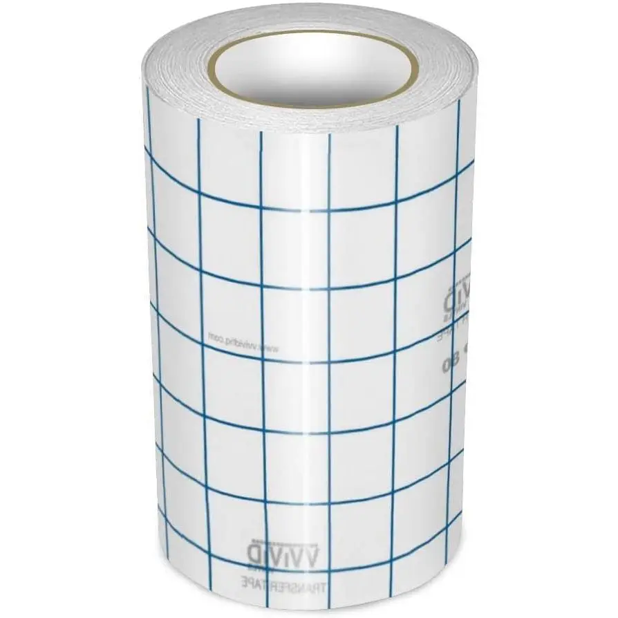 Vinyl Transfer Tape Roll Clear with Blue Alignment Grid Application Tape for Signs Crafts  Medium Tack (6" x 25ft)