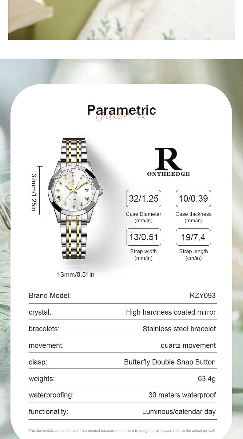 Elegant Women's Two-Tone Gold Silver Quartz Watch - Stainless Steel Wristwatch with Date, Roman Numerals, Luminous Hands, Luxury Business Casual Dress Watch, Perfect Gift for Wife Girlfriend Mom