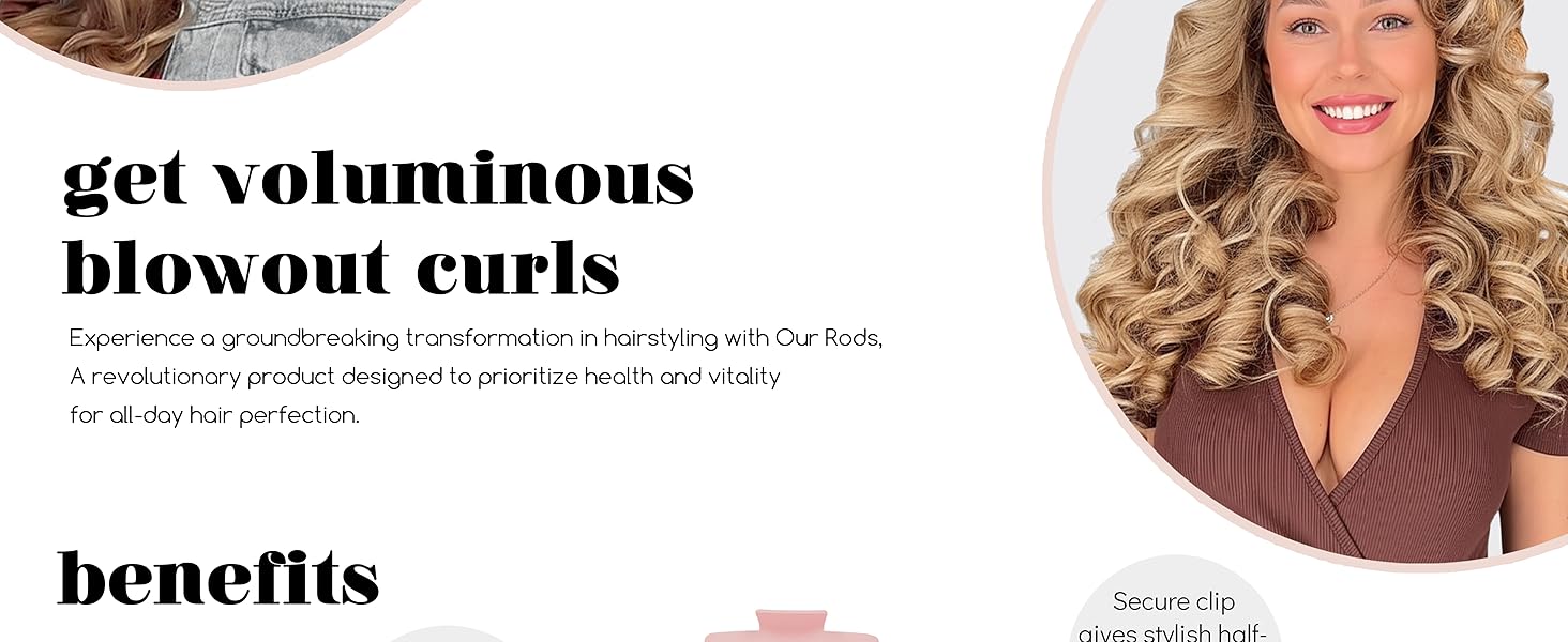 Heatless Curls Overnight Hair Curler to Sleep In Soft Large Jumbo Hair Rollers Flexi Rods for Long Hair Blowout Look Big Curl, No Heat Overnight Curls Satin Heatless Curling Rod Set with Claw Clip