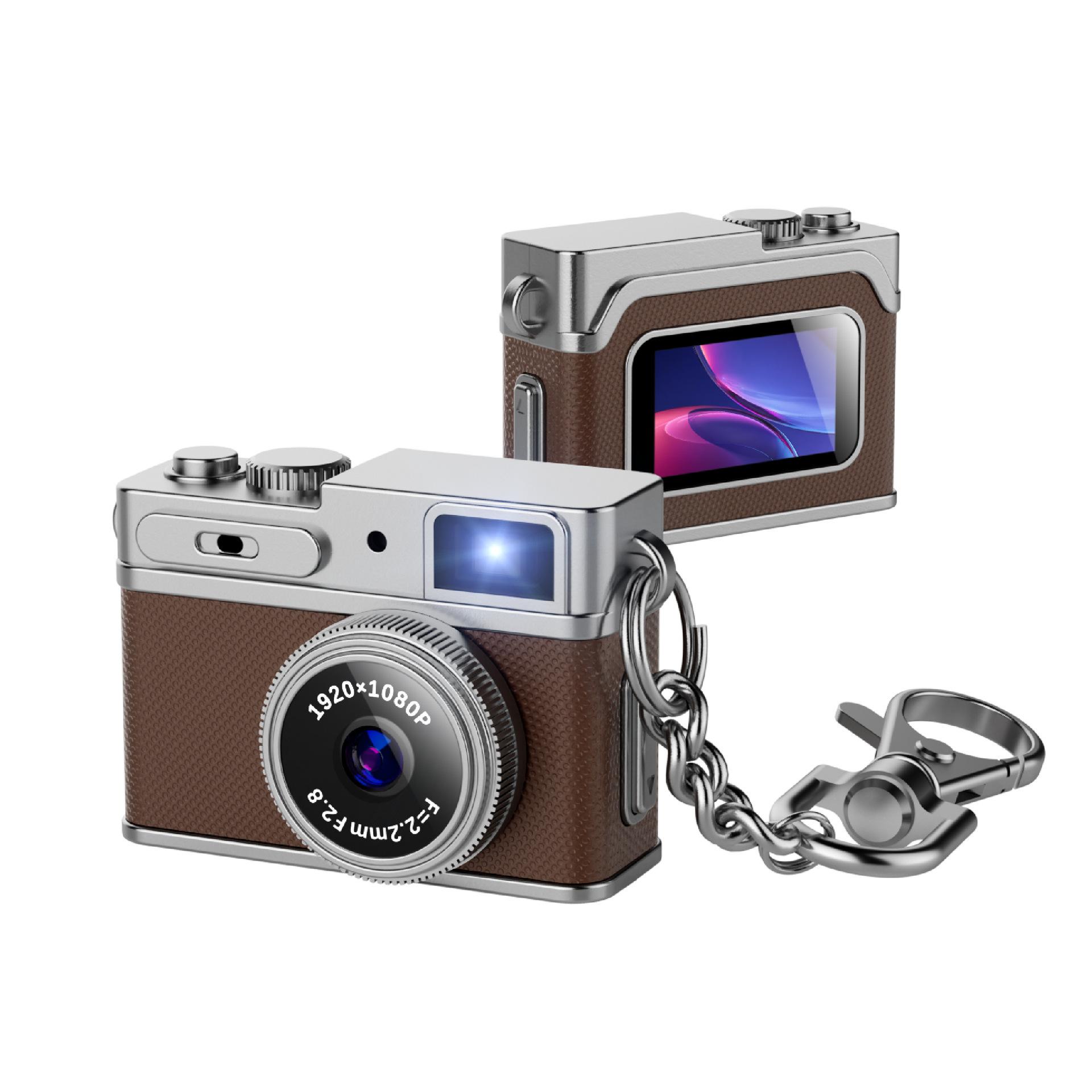 HD 1080P Retro Camera Keychain Mini Camera, 0.96 Inch HD Screen, Long Lasting Battery, Includes 8GB TF Memory Card