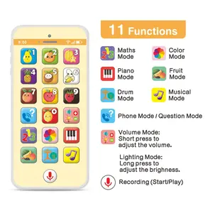 New English Early Education Toy Phone, Multifunctional Recording Light Music Charging, 11 Functions, Gift for Boys and Girls