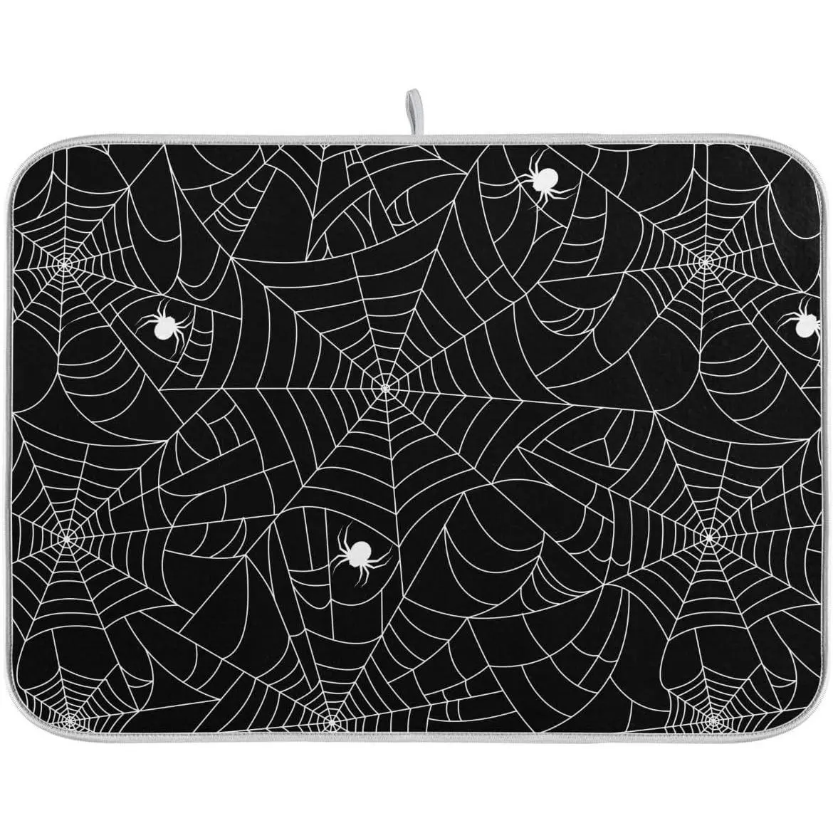 Halloween Spooky Spider Web Dish Drying Mat for Kitchen Happy Halloween Creepy Decoration Microfiber Drying Mats Absorbent Reversible Dish Pad Medium Dish Draining Mat 16x18 inch