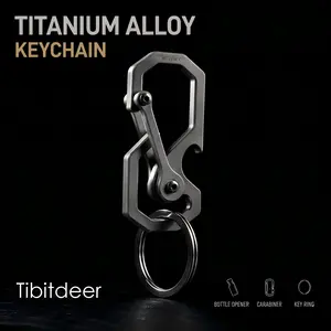 Tibitdeer Premium Titanium Keychain - Heavy Duty Climbing Carabiner, Bottle Opener EDC, Men's Accessories, Cool Gifts for Guys, Chain Clips, Hangable