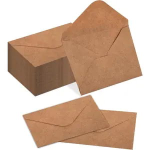 180 Packs  Card Mini Envelopes Small Envelope with Gummed Seal, Paper Business Card Envelopes, Bulk  Envelope Pockets for Small Note Cards, 4 x 2.7 Inches ( Brown)