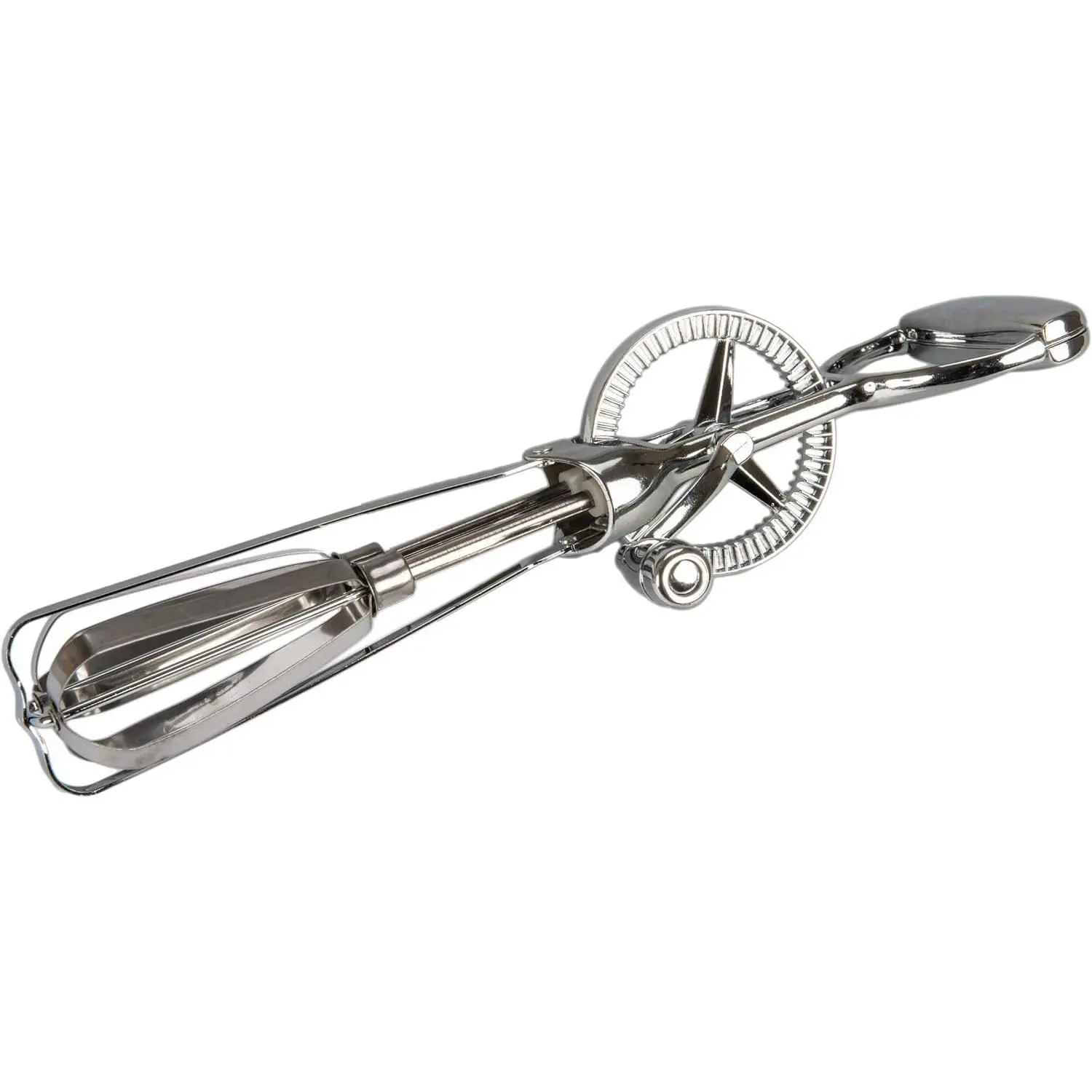 12-inch Stainless Steel Rotary Egg Beater, Manual Handheld Whisk Ideal for Home Kitchen Baking Cooking and Mixing